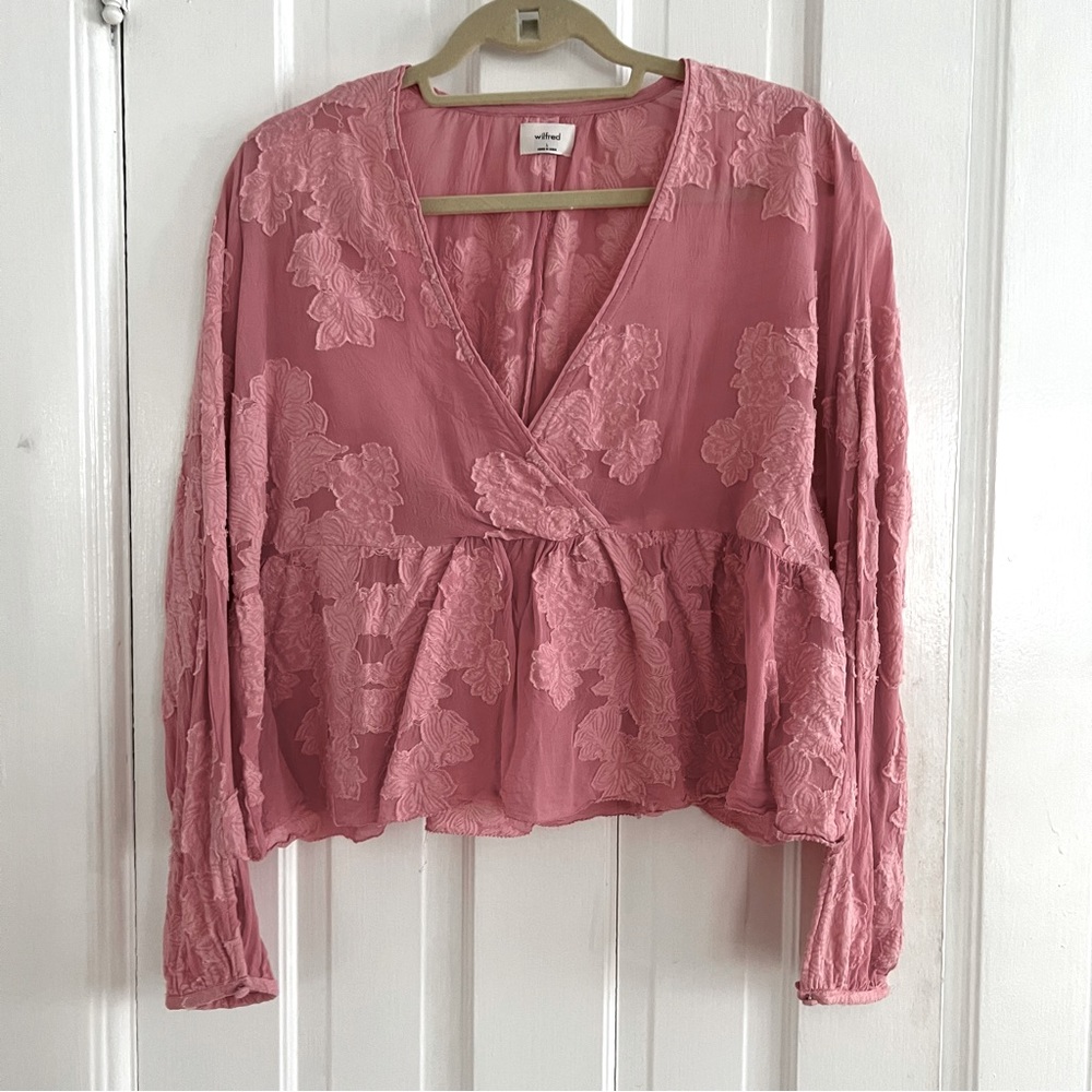 Aritzia Wilfred Peplum Floral Blouse